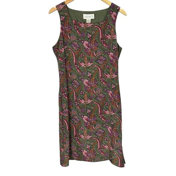 Vintage Casual Corner Annex Dress 100% Silk Floral Paisley Sheath Boho Size 12 - Picture 2 of 13